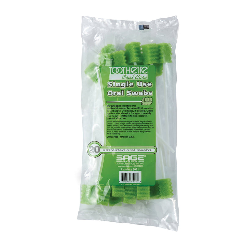 Toothette® Plus Oral Swab Untreated Foam Tip 20 per Pack (466896_CS) 50/CS