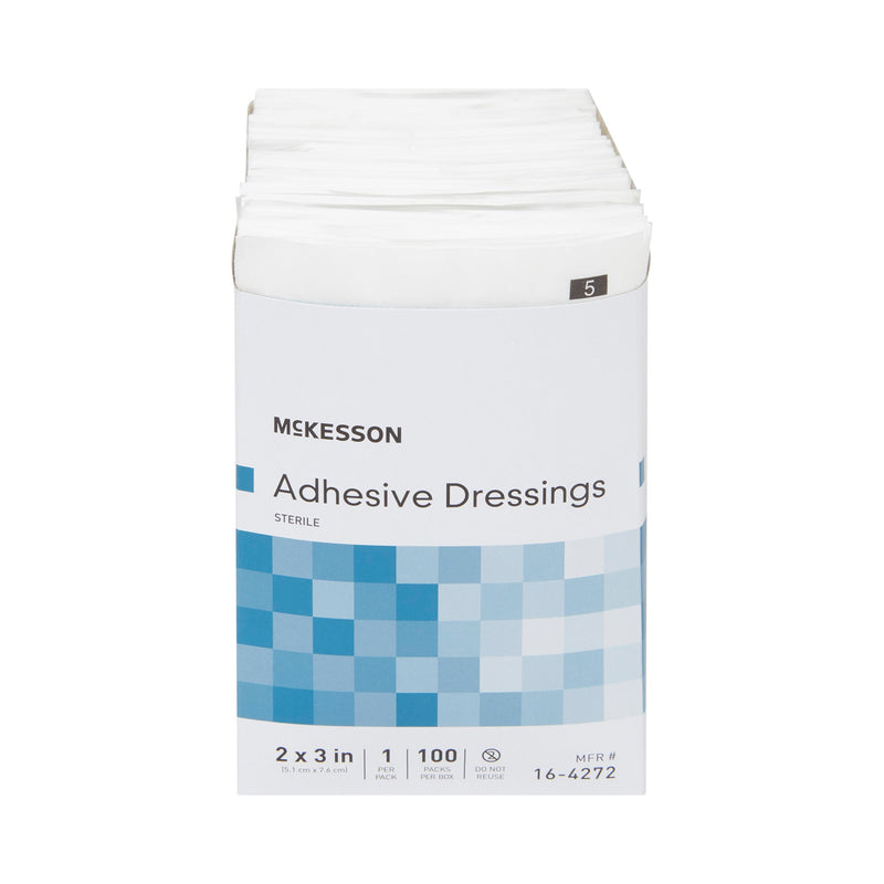 McKesson Non-Adherent Dressing with Adhesive 2 X 3 Inch Sterile 1 per Pack (1088663_BX) 100/BX