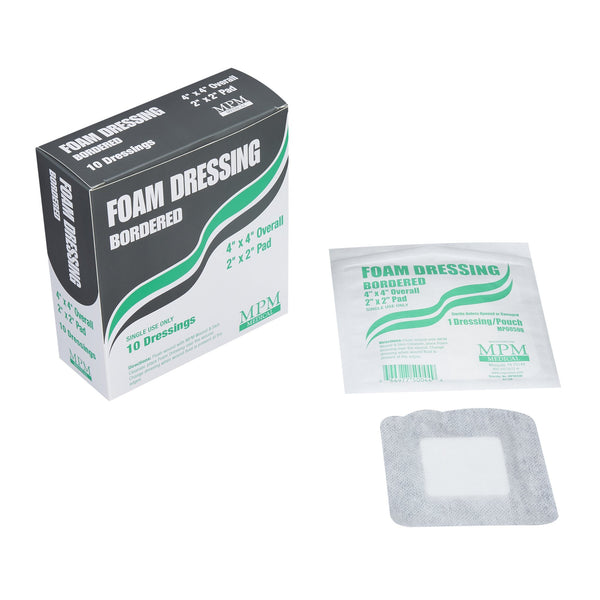 MPM Foam Dressing 4 X 4 Inch With Border Waterproof Backing Adhesive Square Sterile (1170488_EA) 1/EA