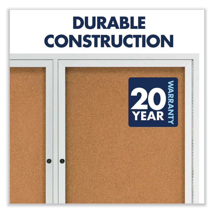 Quartet® Enclosed Indoor Cork Bulletin Board with Two Hinged Doors, 48 x 36, Tan Surface, Silver Aluminum Frame (QRT2364) Each
