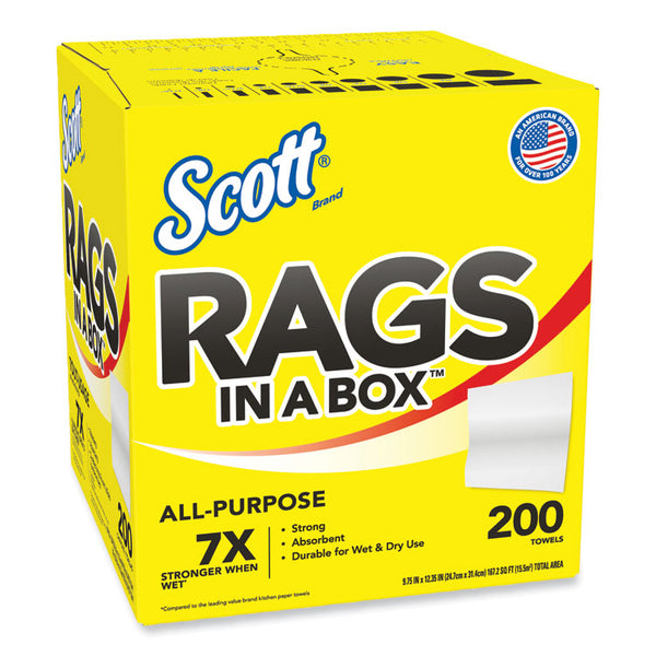 Scott® Rags in a Box, POP-UP Box, 12 x 9, White, 200/Box (KCC75260) Each