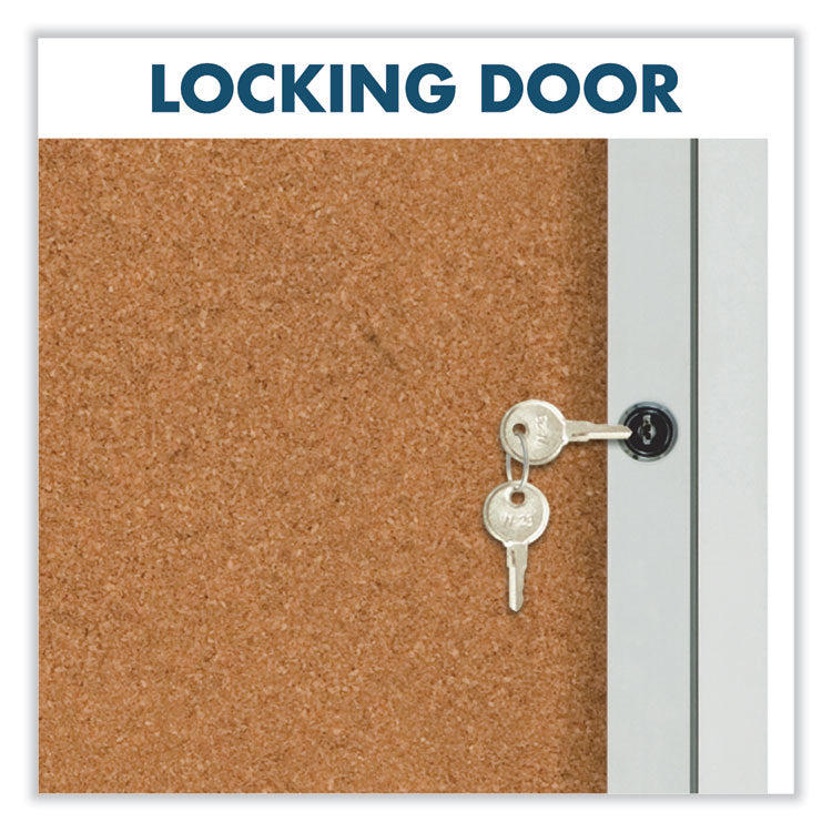 Quartet® Enclosed Indoor Cork Bulletin Board with One Hinged Door, 24 x 36, Tan Surface, Silver Aluminum Frame (QRT2363) Each