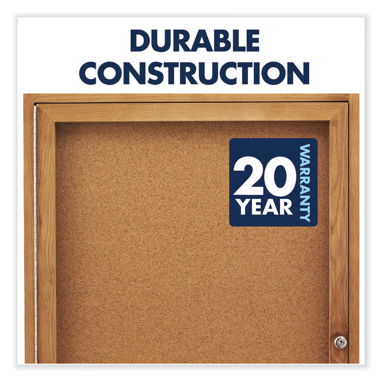 Quartet® Enclosed Indoor Cork Bulletin Board with One Hinged Door, 24 x 36, Tan Surface, Oak Fiberboard Frame (QRT363) Each