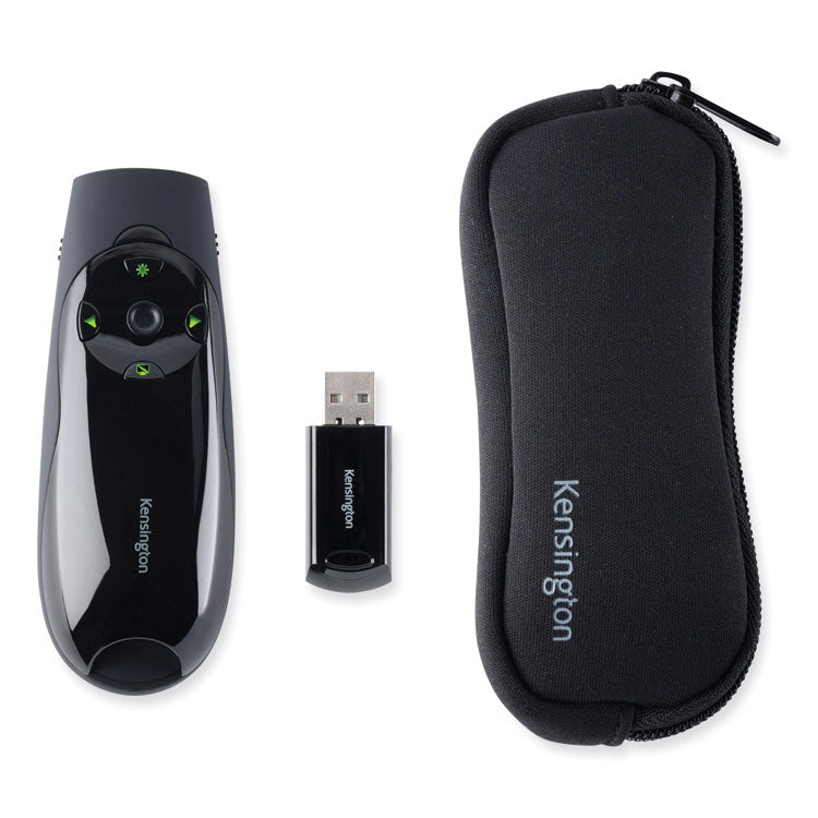 Kensington® Presenter Expert Wireless Cursor Control with Green Laser, Class 2, 150 ft Range, Black (KMW72426) Each