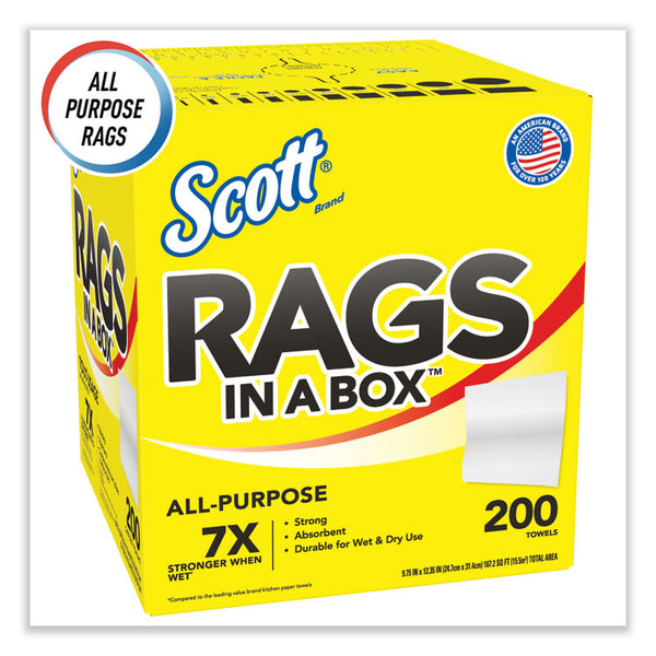 Scott® Rags in a Box, POP-UP Box, 12 x 9, White, 200/Box (KCC75260) Each