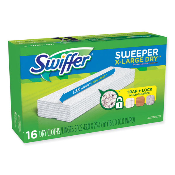 Swiffer® Sweeper XL Dry Refill Cloths, 16.9" x 9.8", White, 16/Box (PGC96826)