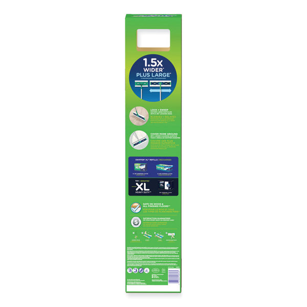 Swiffer® Sweeper Mop, 16.5 x 9 White Cloth Head, 46" Green/Silver Aluminum/Plastic Handle (PGC01096)