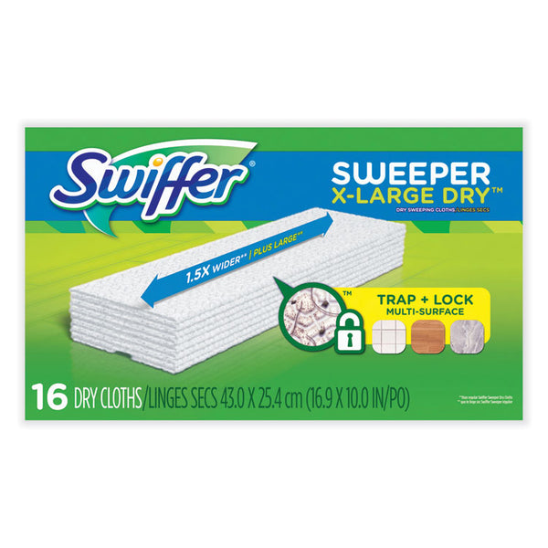 Swiffer® Sweeper XL Dry Refill Cloths, 16.9" x 9.8", White, 16/Box (PGC96826)