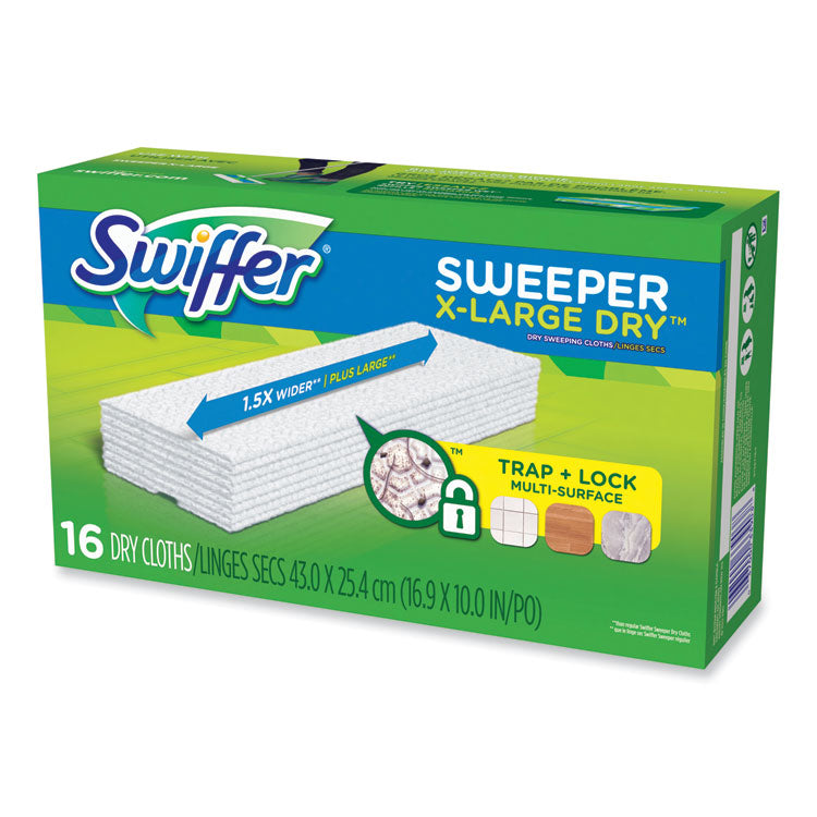 Swiffer® Sweeper XL Dry Refill Cloths, 16.9" x 9.8", White, 16/Box (PGC96826)