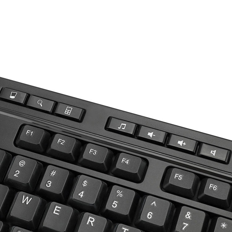 Adesso WKB-1320CB Antimicrobial Wireless Desktop Keyboard and Mouse, 2.4 GHz Frequency/30 ft Wireless Range, Black (ADEWKB1320CB) Each