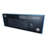 Adesso WKB-1320CB Antimicrobial Wireless Desktop Keyboard and Mouse, 2.4 GHz Frequency/30 ft Wireless Range, Black (ADEWKB1320CB) Each