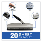 Swingline® 20-Sheet LightTouch Desktop Two- to Seven-Hole Punch, 9/32" Holes, Silver/Black (SWI74030)