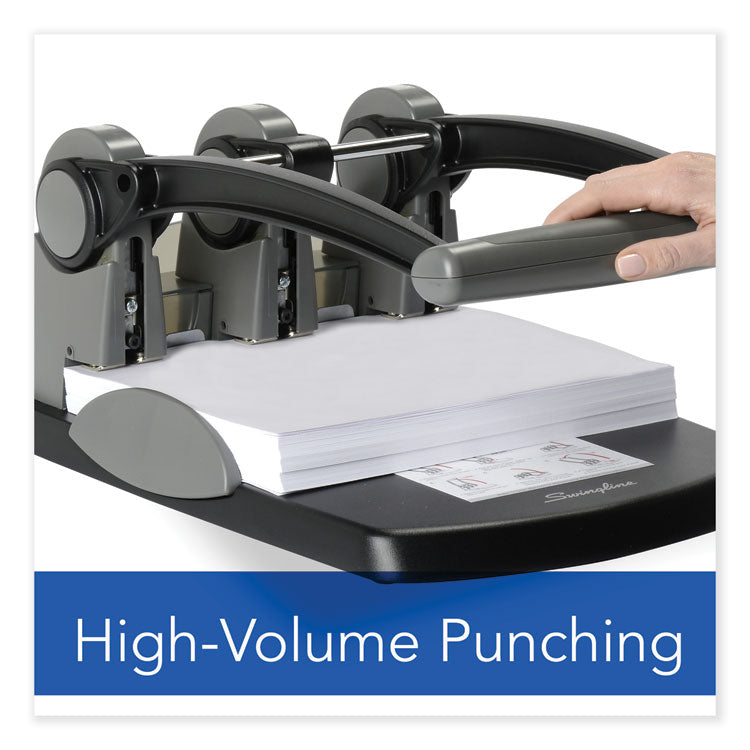 Swingline® 300-Sheet Extra High-Capacity Three-Hole Punch, 9/32" Holes, Black/Gray (SWI74194)