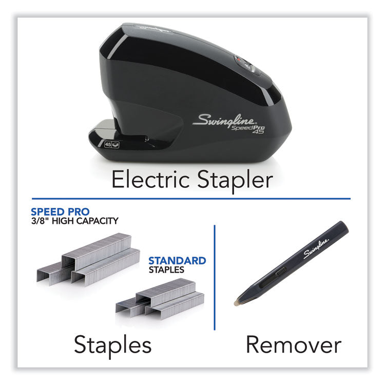 Swingline® Speed Pro 45 Electric Staplers Value Pack , 45-Sheet Capacity, Black (SWI42141)