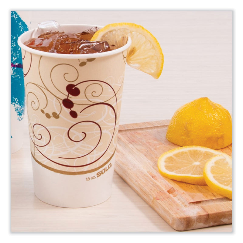 SOLO® Double Sided Poly Paper Cold Cups, 16 oz, Symphony Design, 50/Sleeve, 20 Sleeves/Carton (SCCRNP16PJ8000) Case of 1000