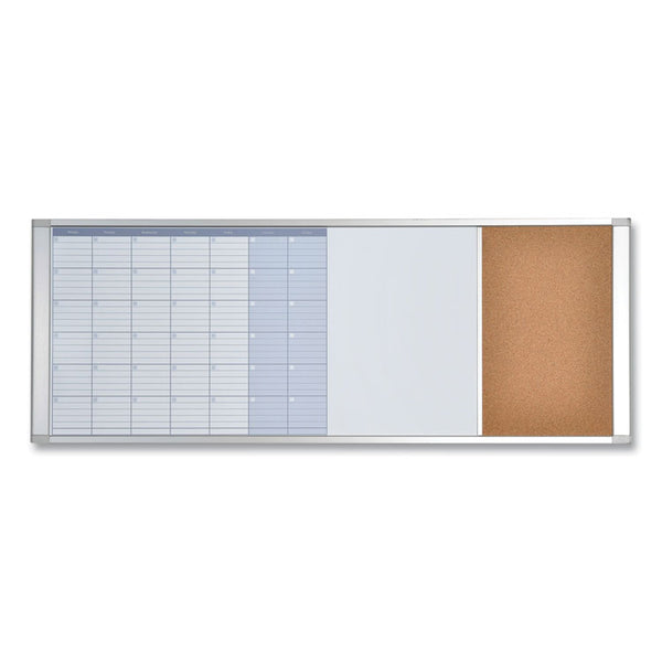 MasterVision® Magnetic Calendar Combo Board, 48 x 18, White Surface, Aluminum Frame (BVCXA429993700) Each