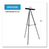 MasterVision® Telescoping Tripod Display Easel, Adjusts 35" to 64" High, Metal, Black (BVCFLX09101MV) Each