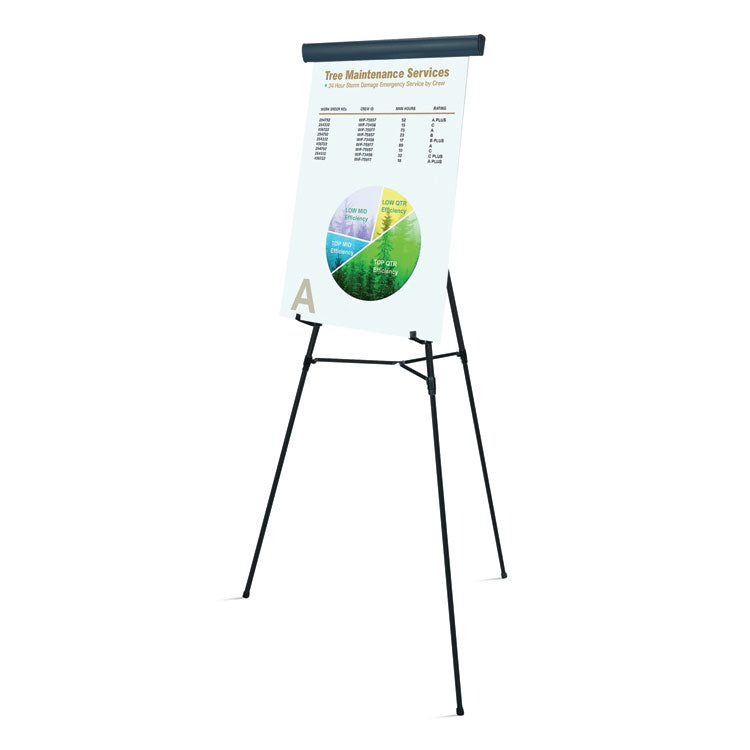 MasterVision® Telescoping Tripod Display Easel, Adjusts 35" to 64" High, Metal, Black (BVCFLX09101MV) Each