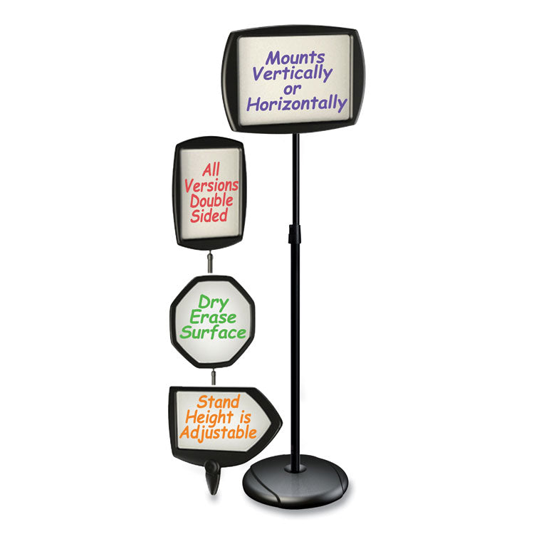 MasterVision® Floor Stand Sign Holder, Rectangle, 15 x 11, 66" High, White Surface, Black Steel Frame (BVCSIG07060101) Each