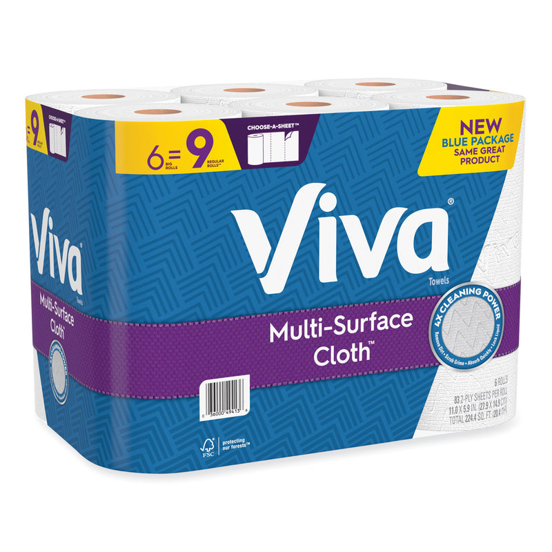 Viva® Multi-Surface Cloth Choose-A-Sheet Kitchen Roll Paper Towels 2-Ply, 11 x 5.9, White, 83/Roll, 6 Rolls/Pack, 4 Packs/Carton (KCM49413) Case of 24