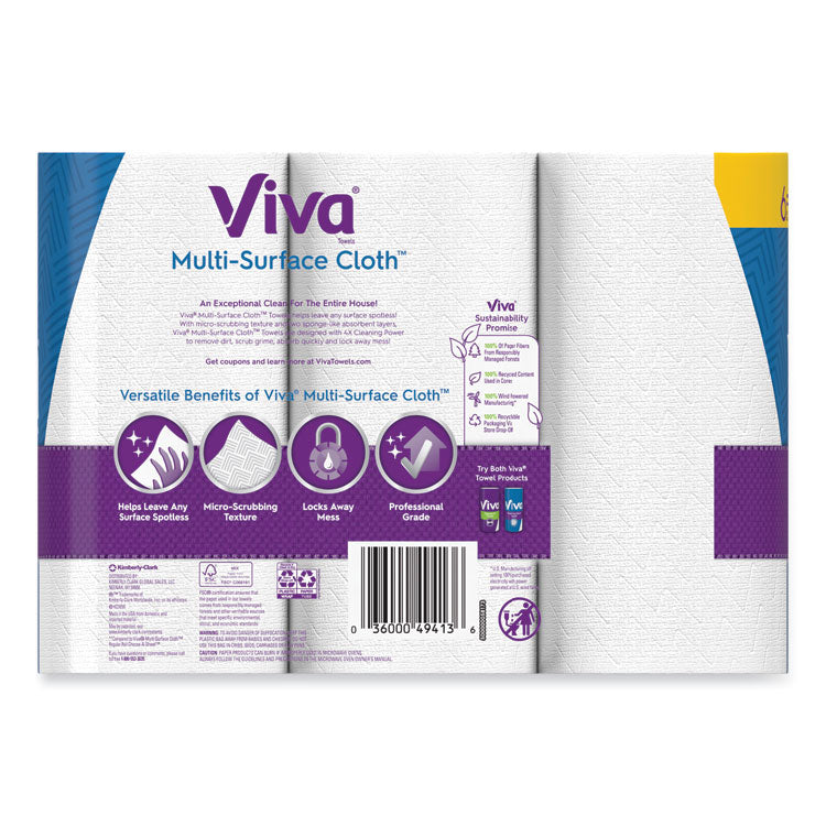 Viva® Multi-Surface Cloth Choose-A-Sheet Kitchen Roll Paper Towels 2-Ply, 11 x 5.9, White, 83/Roll, 6 Rolls/Pack, 4 Packs/Carton (KCC49413)