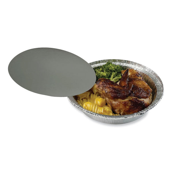 Boardwalk® Round Aluminum To-Go Container Lids, Flat Lid, 7", Silver, Paper, 500/Carton (BWKROUND7FLID) Case of 500