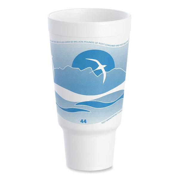 Dart® Horizon Hot/Cold Foam Drinking Cups, 44 oz, Ocean Blue/White, 15/Bag, 20 Bags/Carton (DCC44AJ32H)