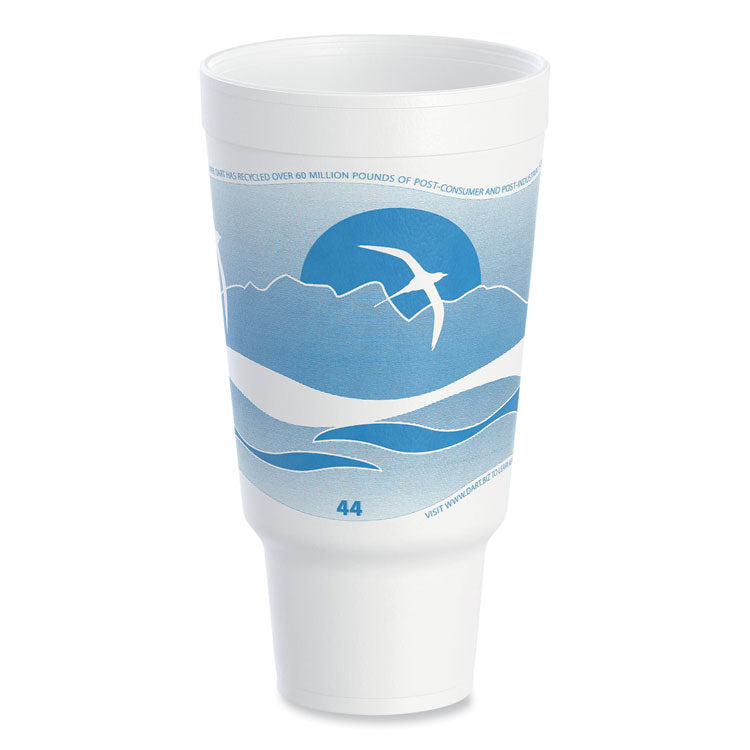 Dart® Horizon Hot/Cold Foam Drinking Cups, 44 oz, Ocean Blue/White, 15/Bag, 20 Bags/Carton (DCC44AJ32H)