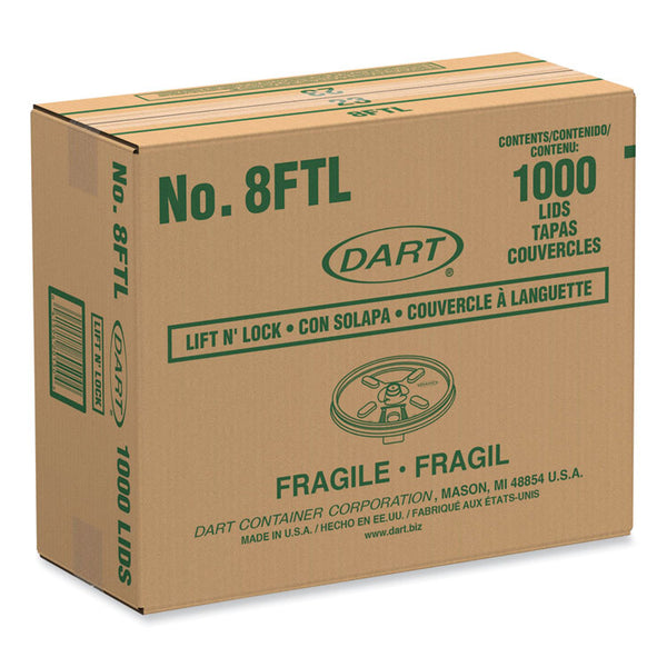 Dart® Lift n' Lock Plastic Hot Cup Lids, Fits 8 oz Cups, White, 1,000/Carton (DCC8FTL)
