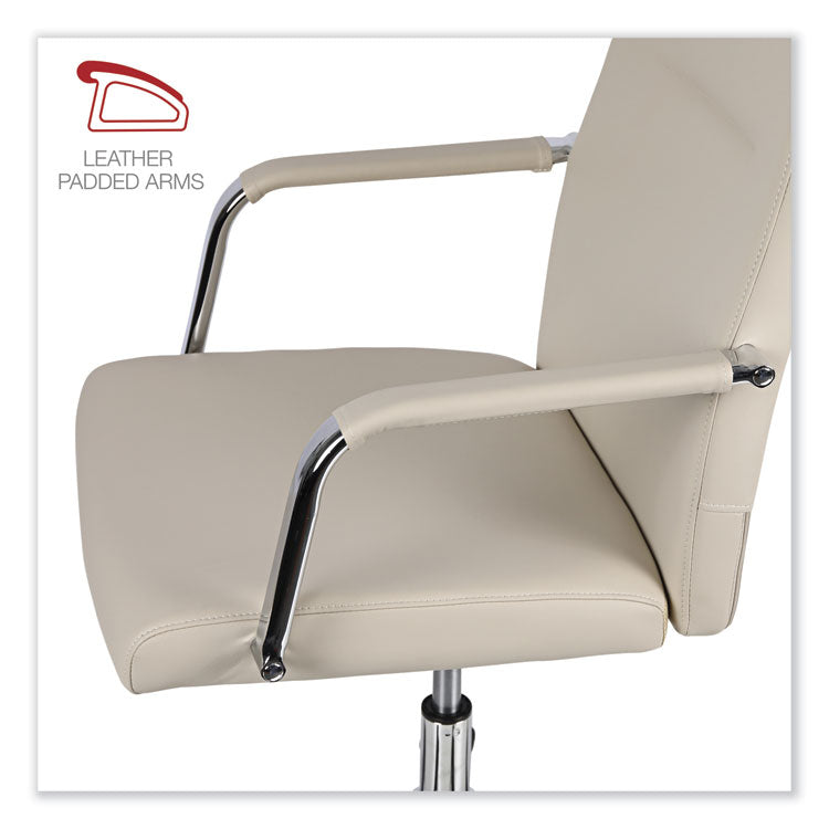 Workspace by Alera® Leather Task Chair, Supports Up to 275 lb, 18.19" to 21.93" Seat Height, White Seat, White Back (ALEWS4106) Each