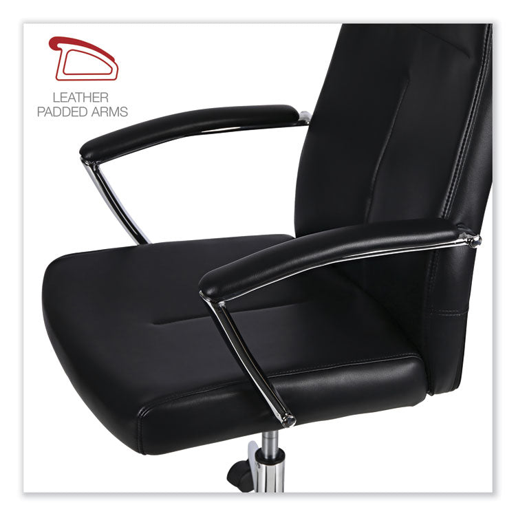 Workspace by Alera® Leather Task Chair, Supports Up to 275 lb, 18.19" to 21.93" Seat Height, Black Seat, Black Back (ALEWS4116) Each