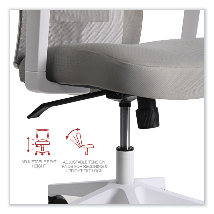 Workspace by Alera® Mesh Back Fabric Task Chair, Supports Up to 275 lb, 17.32" to 21.1" Seat Height, Gray Seat, Gray Back (ALEWS42B47) Each