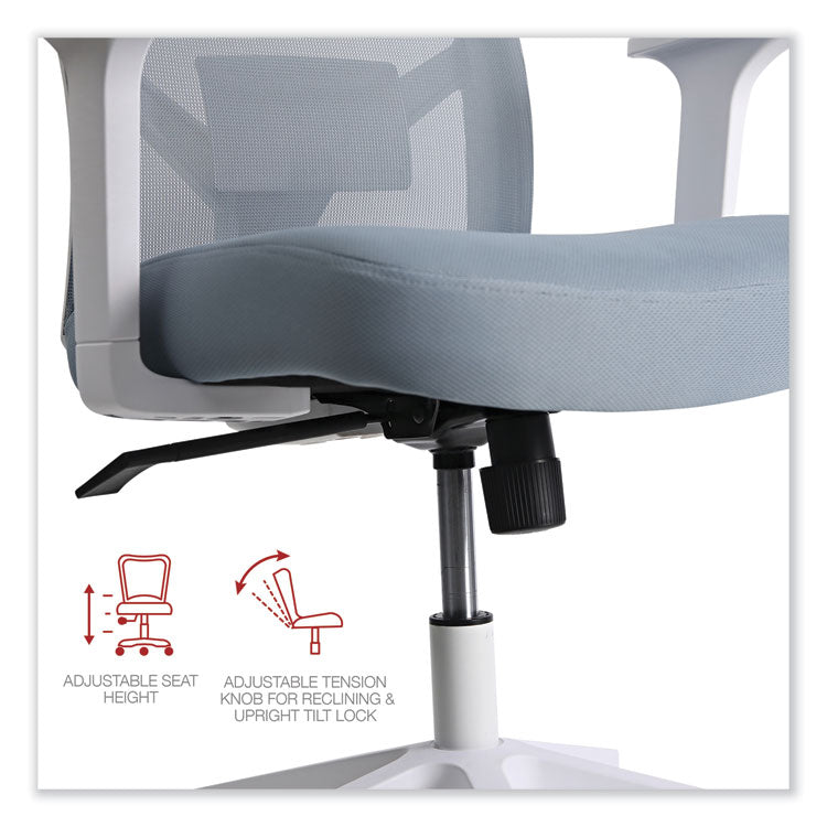 Workspace by Alera® Mesh Back Fabric Task Chair, Supports Up to 275 lb, 17.32" to 21.1" Seat Height, Seafoam Blue Seat/Back (ALEWS42B77) Each