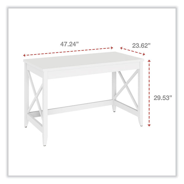 Workspace by Alera® Farmhouse Writing Desk, 47.24" x 23.62" x 29.53", White (ALEWSF4824WT)