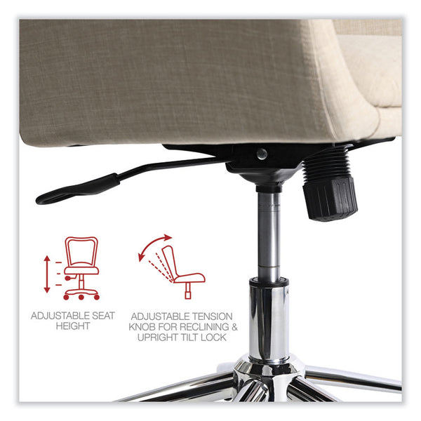 Workspace by Alera® Mid-Century Task Chair, Supports Up to 275 lb, 18.9" to 22.24" Seat Height, Cream Seat, Cream Back (ALEWS4251) Each