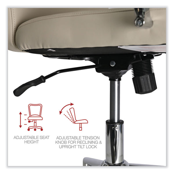 Workspace by Alera® Leather Task Chair, Supports Up to 275 lb, 18.19" to 21.93" Seat Height, White Seat, White Back (ALEWS4106) Each