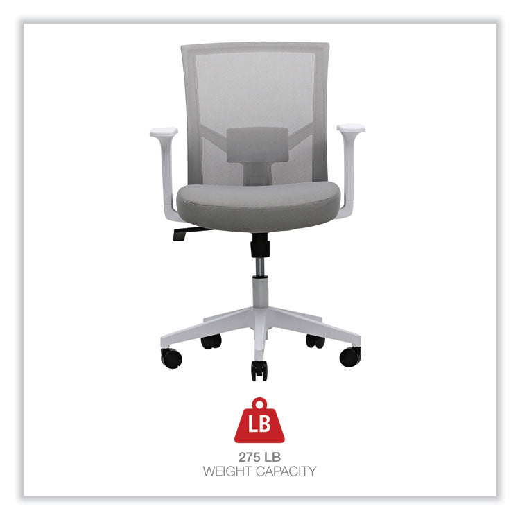 Workspace by Alera® Mesh Back Fabric Task Chair, Supports Up to 275 lb, 17.32" to 21.1" Seat Height, Gray Seat, Gray Back (ALEWS42B47) Each