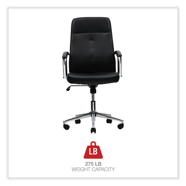 Workspace by Alera® Leather Task Chair, Supports Up to 275 lb, 18.19" to 21.93" Seat Height, Black Seat, Black Back (ALEWS4116) Each