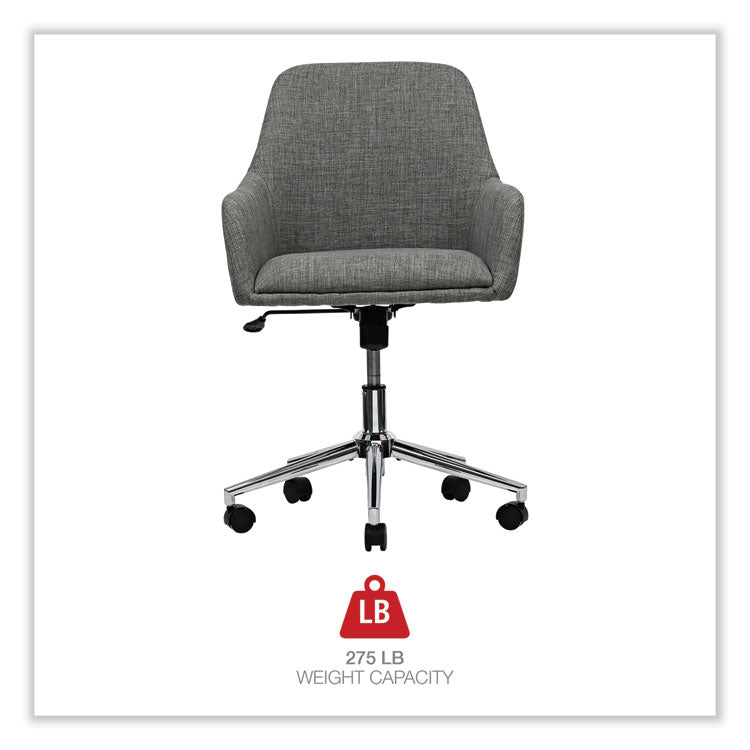 Workspace by Alera® Mid-Century Task Chair, Supports Up to 275 lb, 18.9" to 22.24" Seat Height, Gray Seat, Gray Back (ALEWS4241) Each