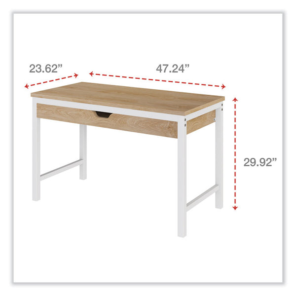 Workspace by Alera® Modern Writing Desk, 47.24" x 23.62" x 29.92", Beigewood/White (ALEWSWD4824WB)