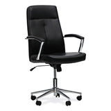 Workspace by Alera® Leather Task Chair, Supports Up to 275 lb, 18.19" to 21.93" Seat Height, Black Seat, Black Back (ALEWS4116) Each