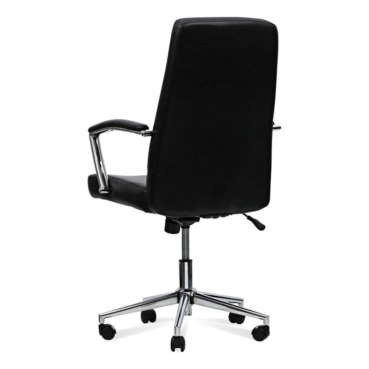 Workspace by Alera® Leather Task Chair, Supports Up to 275 lb, 18.19" to 21.93" Seat Height, Black Seat, Black Back (ALEWS4116) Each