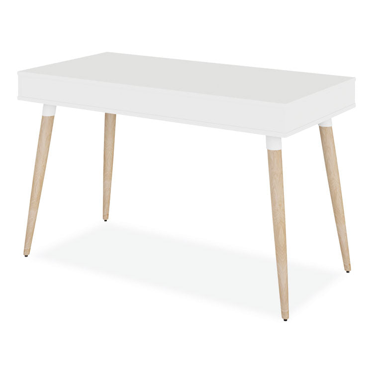 Workspace by Alera® Scandinavian Writing Desk, 47.24" x 23.62" x 29.53", White/Beigewood (ALEWSS4824WB)