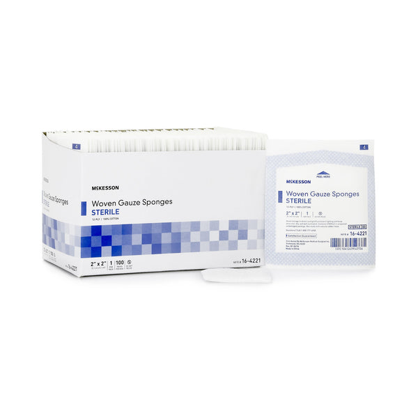 McKesson Gauze Sponge 2 X 2 Inch 12-Ply Sterile 1 per Pack (501657_CS) 2400/CS