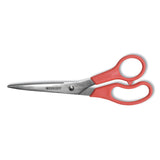 Westcott® Value Line Stainless Steel Shears, 8" Long, 3.5" Cut Length, Red Straight Handle (ACM40618) Each