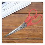 Westcott® Value Line Stainless Steel Shears, 8" Long, 3.5" Cut Length, Red Straight Handle (ACM40618) Each