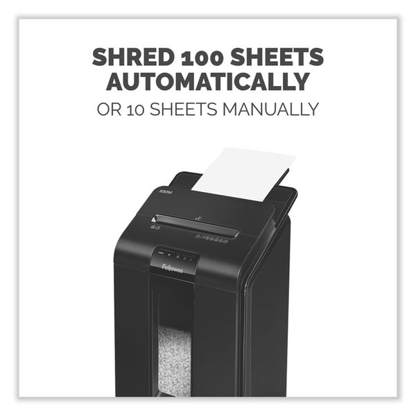 Fellowes® AutoMax 100M Auto Feed Micro-Cut Shredder, 100 Auto/10 Manual Sheet Capacity (FEL4629001)