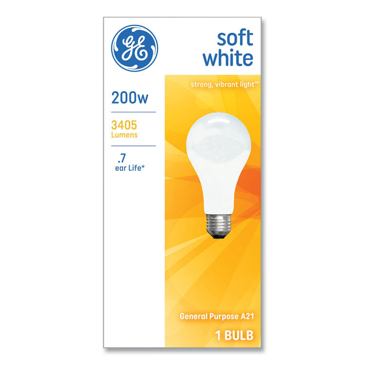 GE Incandescent Basic Bulb, A21, 200 W, Soft White (GEL11585)