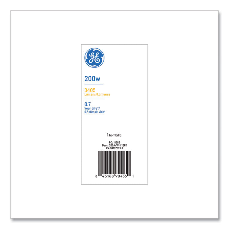 GE Incandescent Basic Bulb, A21, 200 W, Soft White (GEL11585)