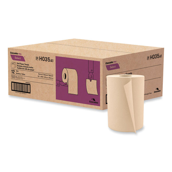 Cascades PRO Select Hardwound Roll Towels, 1-Ply, 7.88" x 350 ft, Natural, 12 Rolls/Carton (CSDH035)